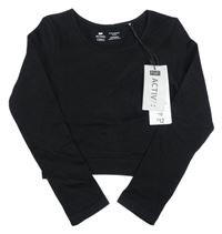 Nové - černé žebrované thermo crop triko F&F