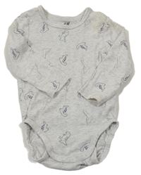 Světlešedé melírované body s dinosaury H&M