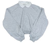 Světlešedá melírovaná crop mikina s límečkem H&M