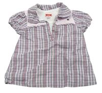 Černo-růžovo-vínová kostkovaná polo tunika Mexx