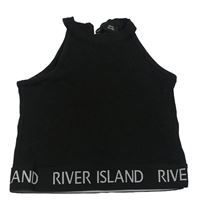Černý žebrovaný crop top River Island