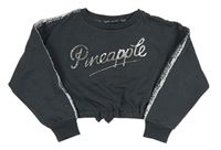 Tmavošedá crop mikina s 3D logem zn. Pineapple
