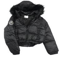 Černá šusťáková zimní crop bunda s kapucí Matalan