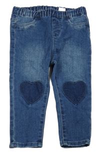Modré džegíny se srdíčky H&M