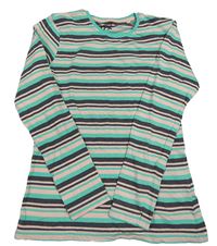 Růžovo-antracitovo-zelené pruhované triko Y.F.K.