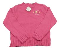 Nové - Tmavorůžový svetr s květy