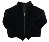 Černá sametová propínací crop mikina George