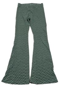 Zeleno-černé vzorované žebrované flare legíny M&S