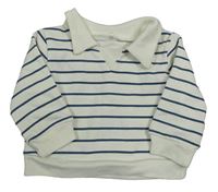 Smetanovo-tmavomodrá pruhovaná mikina s límečkem Chick Pea