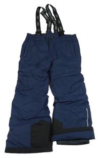 Tmavomodré šusťákové oteplovačky s odepínacími kšandami Lego