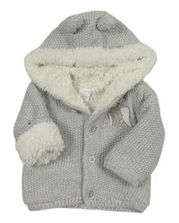 Světlešedý zateplený propínací svetr s Dumbem a kapucí Matalan