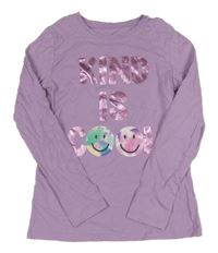 Levandulové triko s nápisem se smajlíky Dunnes