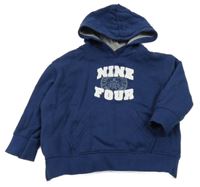 Tmavomodrá mikina s nápisem a kapucí H&M