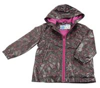 Černá vzorovaná nepromokavá lehce zateplená bunda s kapucí Pocopiano