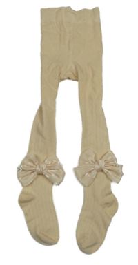 Béžové punčocháče s mašlemi