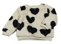 Béžová chlupatá podšitá mikina se srdíčky Nutmeg