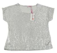 Nové - Stříbrné crop tričko E-Vie