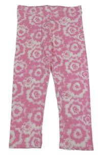 Růžovo-bílé batikované capri legíny Dunnes