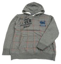 Šedá melírovaná kostkovaná mikina s nášivkami a kapucí S. Oliver