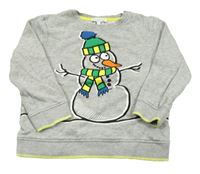 Šedá melírovaná mikina se sněhulákem Bluezoo