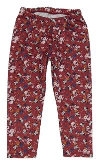 Vínové květované legíny s Minnie Disney