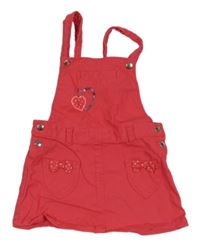 Malinové plátěné laclové šaty se srdíčky a flitry