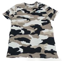 Hnědo-bílo-černé army tričko Abercrombie&Fitch