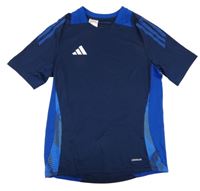 Tmavomodro-safírové sportovní funkční tričko s logem Adidas
