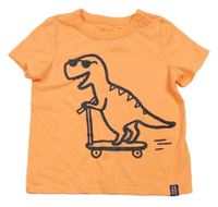 Neonově oranžové tričko s dinosaurem C&A