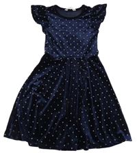 Tmavomodré sametové šaty s hvězdami H&M