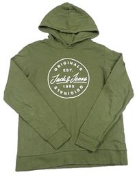 Khaki mikina s logem a kapucí JACK&JONES