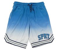 Modro-bílé sportovní kraťasy s nápisem Pep&Co