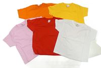 5x tričko - bílé + červené + žluté + oranžové + růžové Fruit of the Loom