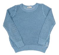 Modrý třpytivý perforovaný svetr H&M