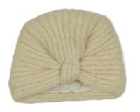 Smetanová pletená podšitá turbanová čepice