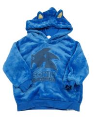 Modrá plyšová mikina se Sonicem a kapucí H&M
