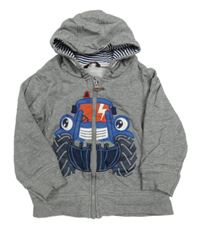 Šedá propínací mikina s truckem a kapucí George