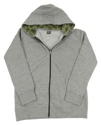 Šedá melírovaná propínací mikina s kapucí Y.F.K.