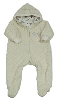 Smetanová minky podšitá kombinéza s kapucí 