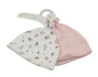 Nové - 2x čepice - růžová + bílá s obrázky F&F