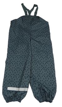 Tmavošedé vzorované šusťákové voděodolné kalhoty s kšandami tcm