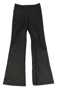 Černé koženkové flare legíny H&M