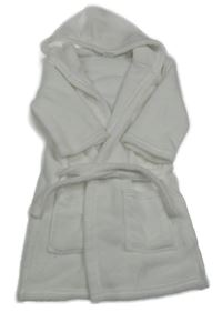 Bílý chlupatý župan s kapucí 