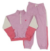 2 set - růžová crop mikina se srdíčkem + tepláky C&A