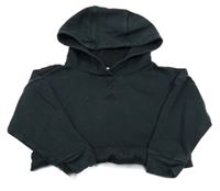 Černá crop mikina s logem a kapucí Adidas