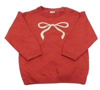 Červený lehký svetr s mašlí H&M