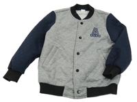 Šedo-tmavomodrá propínací mikina s nápisem shein