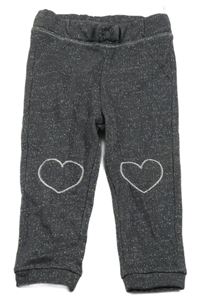 Tmavošedé třpytivé tepláky se srdíčky C&A
