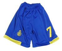 Modré sportovní fotbalové kraťasy s číslem 