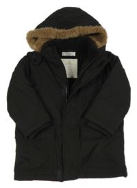 Černá šusťáková zimní bunda s kapucí H&M